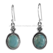 Pendientes de gota hermosos de la plata esterlina de la piedra preciosa 925 de Larimar Joyería al por mayor